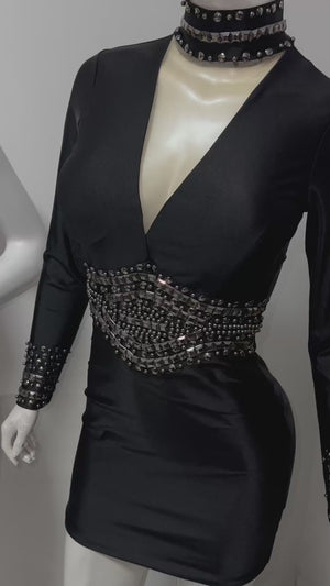 Vestido Curto Alice | Tecido Modelador, Pedrarias e Brilho para Festa
