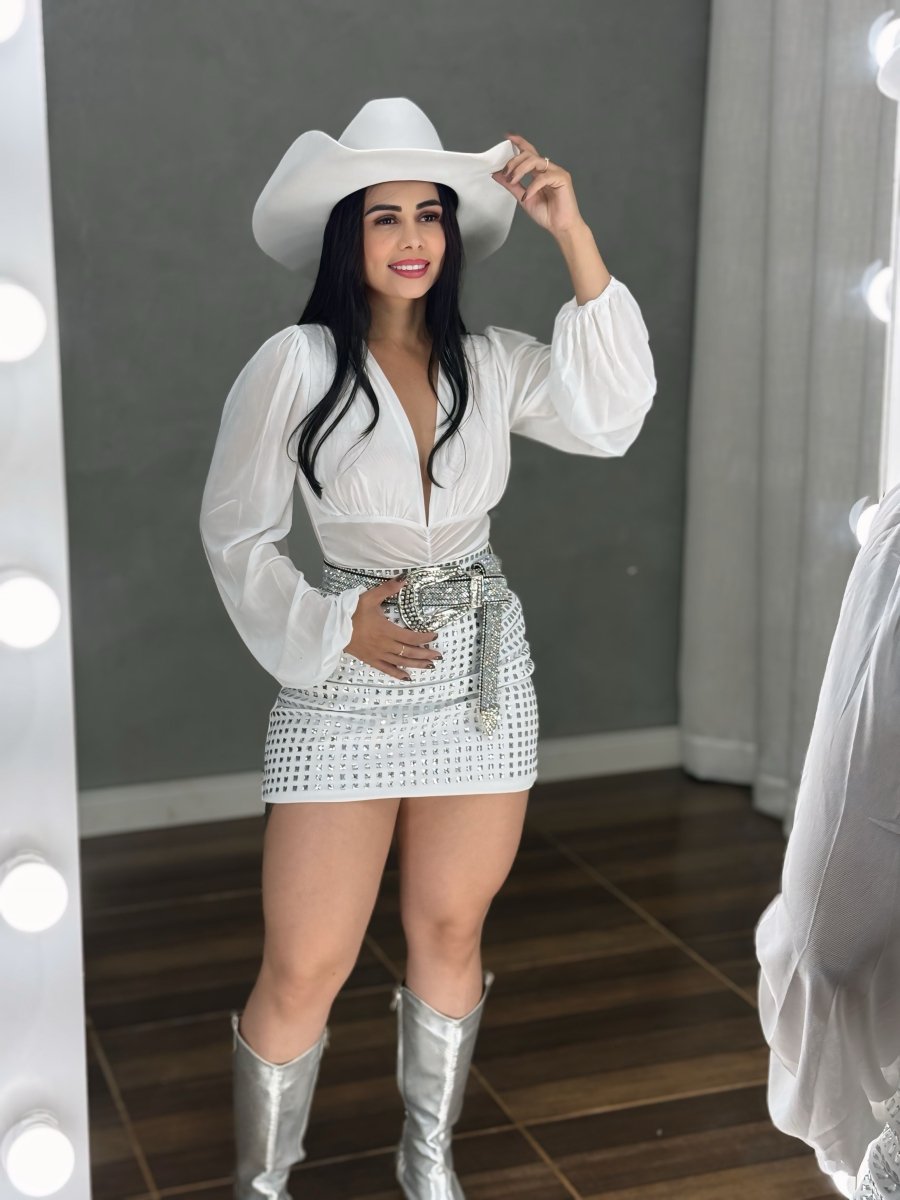 Saia Cristal Importada | Aplicações de Cristal e Cós Alto com Elasticida - Preciosa by Catiuse Daniela