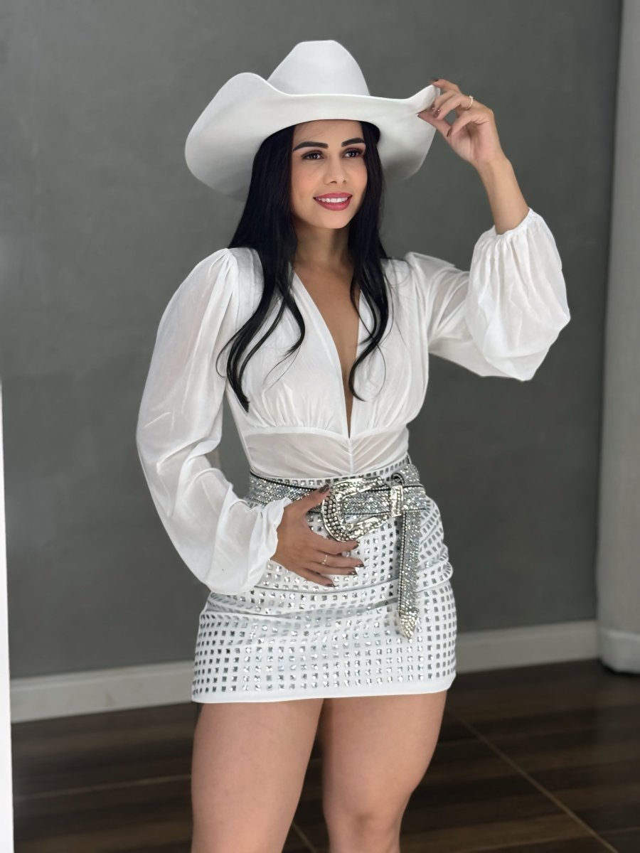 Saia Cristal Importada | Aplicações de Cristal e Cós Alto com Elasticida - Preciosa by Catiuse Daniela