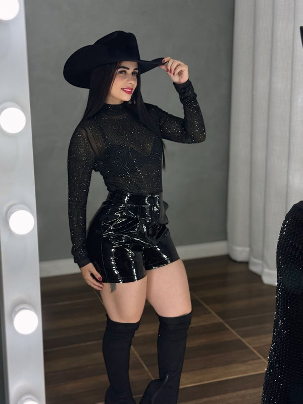 Short Vinil Importado Luxo | Qualidade Premium e Modelagem Cintura Alta - Preciosa by Catiuse Daniela