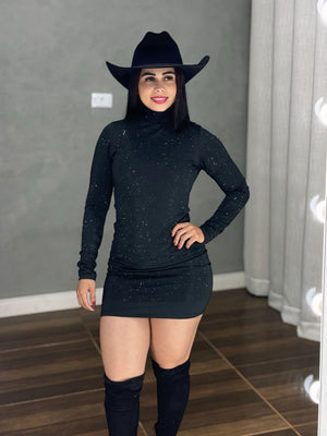 Vestido Black Star Luxo | Tecido Poliamida Fluid com Strass Frontal - Preciosa by Catiuse Daniela