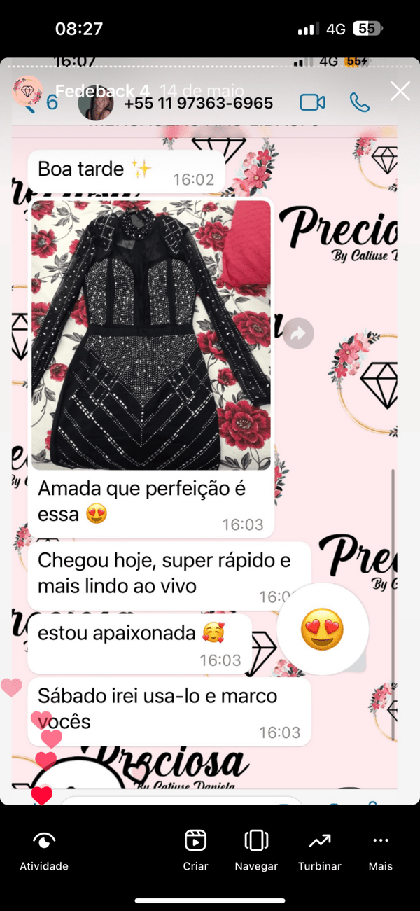 Vestido com brilho e ombreira Carol - Preciosa by Catiuse Daniela
