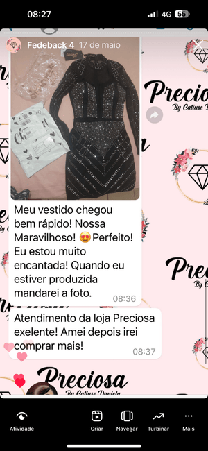 Vestido com brilho e ombreira Carol - Preciosa by Catiuse Daniela