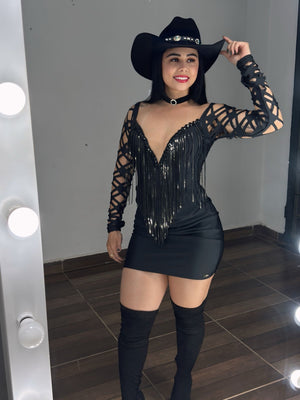 Vestido com franja e brilho Helo - Preciosa by Catiuse Daniela