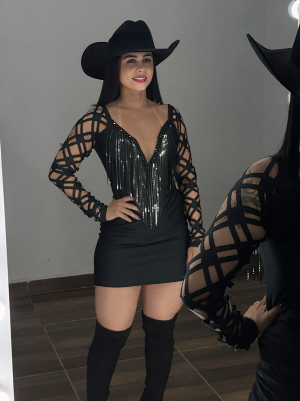 Vestido com franja e brilho Helo - Preciosa by Catiuse Daniela