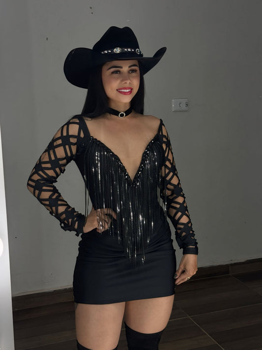 Vestido com franja e brilho Helo - Preciosa by Catiuse Daniela