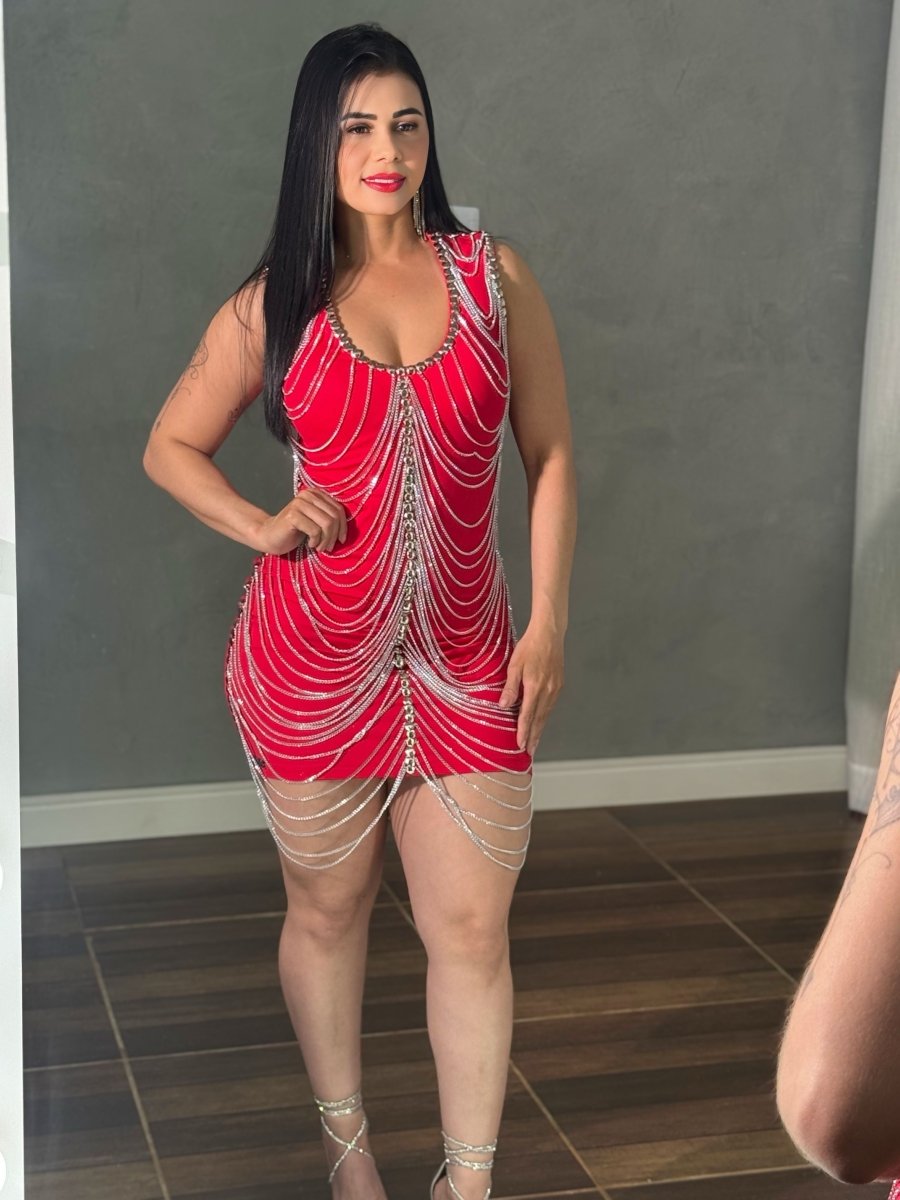 Vestido Corrente Luxo Cascata | Poliamida (38 - 44) - Preciosa by Catiuse Daniela