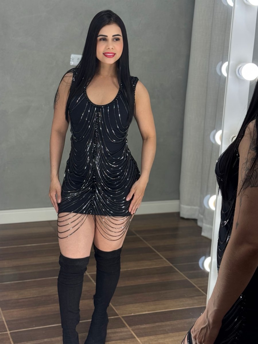 Vestido Corrente Luxo Cascata | Poliamida (38 - 44) - Preciosa by Catiuse Daniela