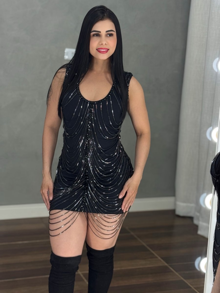 Vestido Corrente Luxo Cascata | Poliamida (38 - 44) - Preciosa by Catiuse Daniela