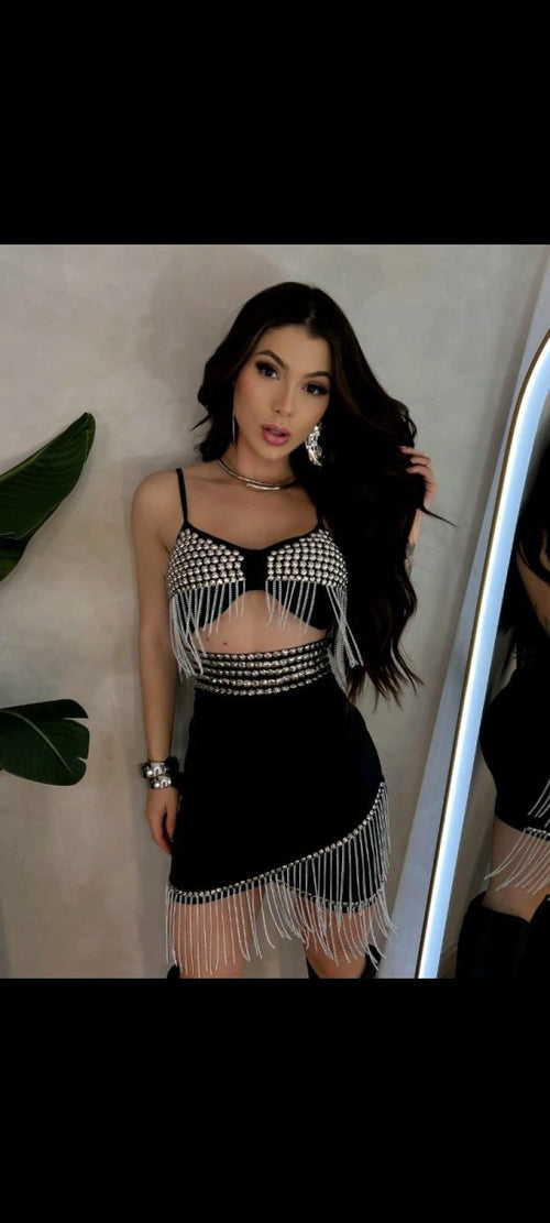 Vestido Corrente Nathalia Luxo | Bordado com Strass e Tecido Poliamida - Preciosa by Catiuse Daniela