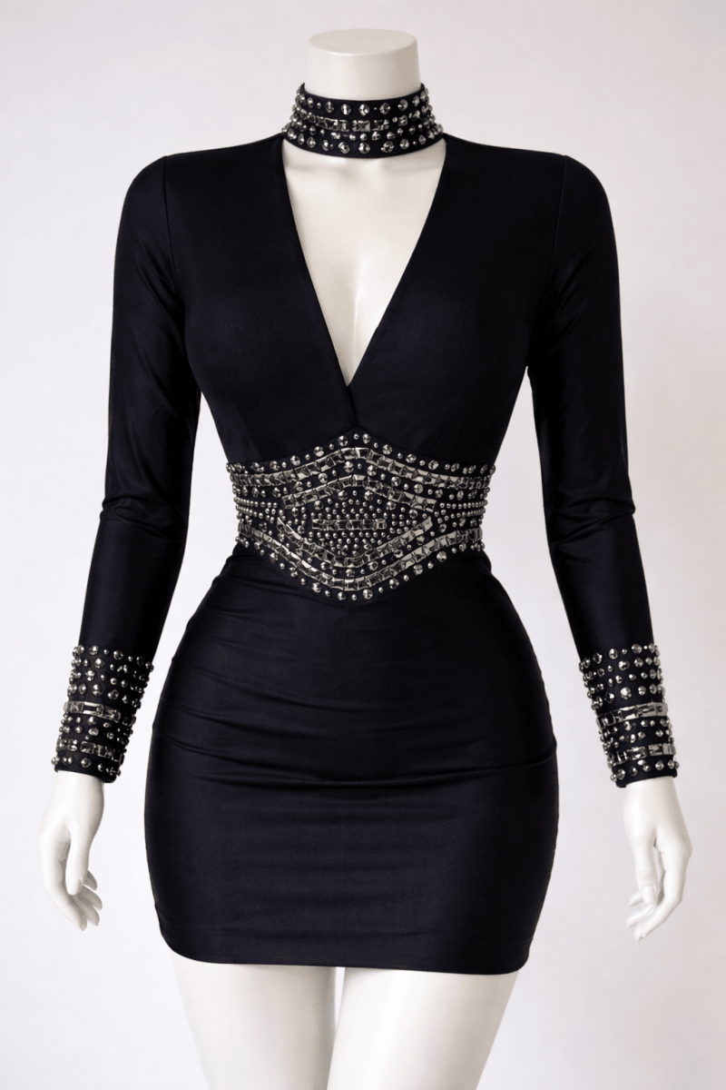 Vestido Curto Alice | Tecido Modelador, Pedrarias e Brilho para Festa - Preciosa by Catiuse Daniela