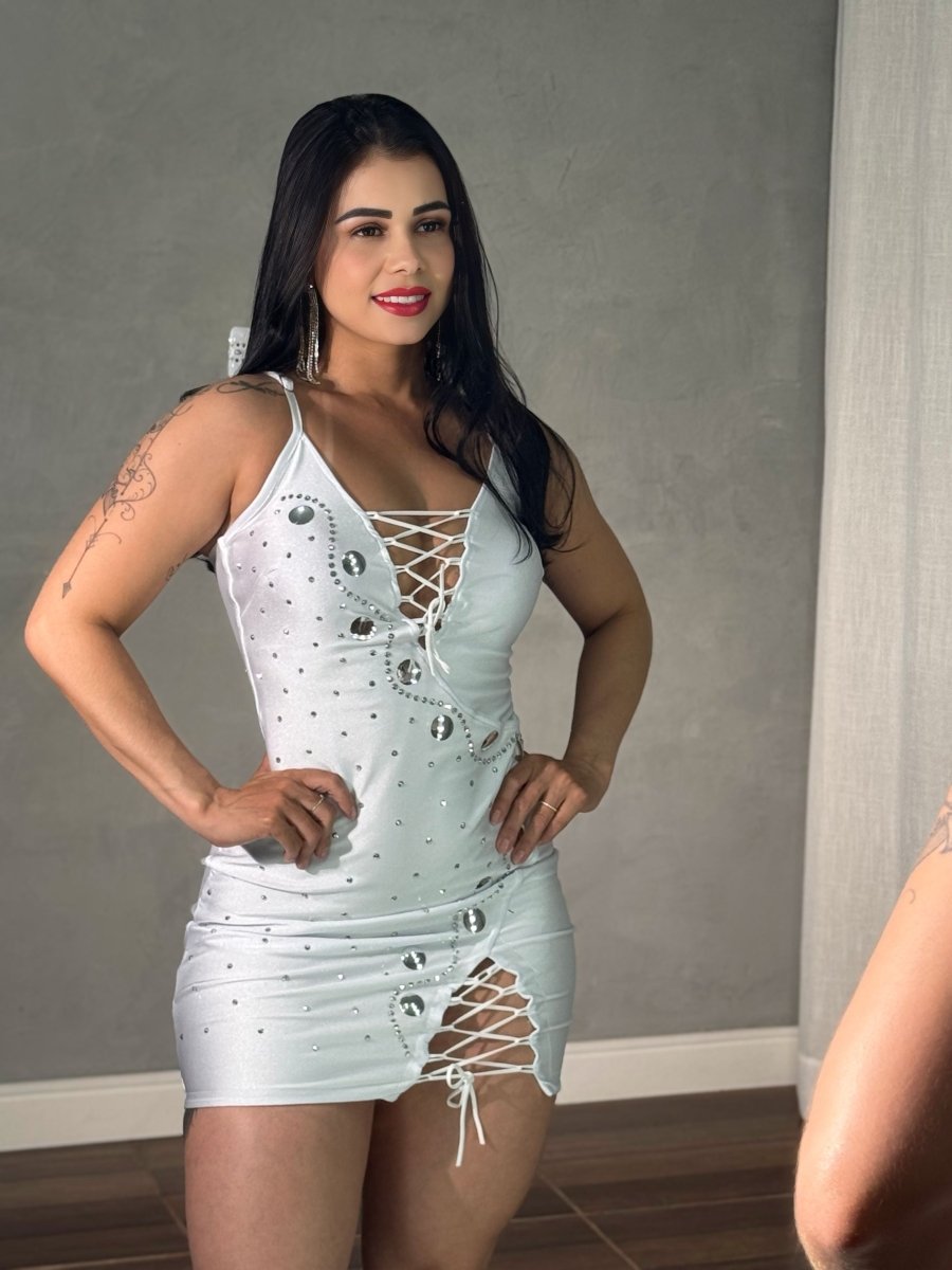 Vestido Curto Amarração Paula | Poliamida Beach Gloss e Look Natal/Balada - Preciosa by Catiuse Daniela