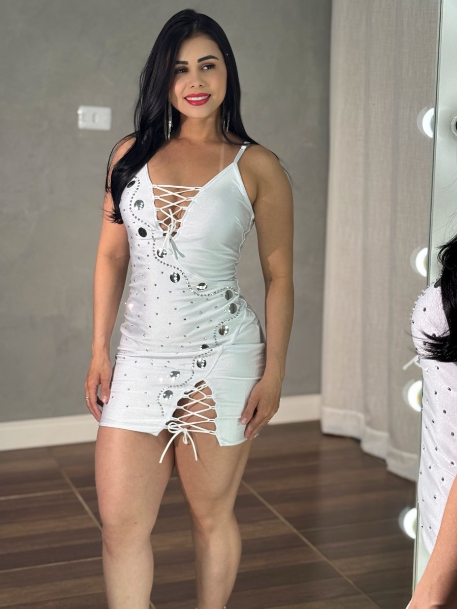 Vestido Curto Amarração Paula | Poliamida Beach Gloss e Look Natal/Balada - Preciosa by Catiuse Daniela