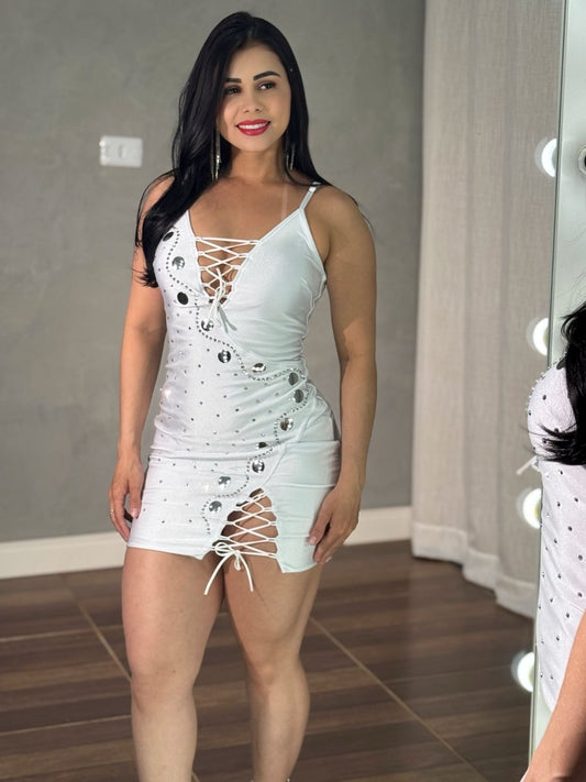 Vestido Curto Amarração Paula | Poliamida Beach Gloss e Look Natal/Balada - Preciosa by Catiuse Daniela