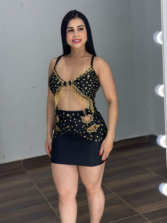 Vestido Curto com Brilho e Recortes Ingrid - Preciosa by Catiuse Daniela