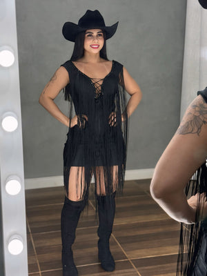 Vestido Dallas Western Luxo | Poliamida Beach Gloss com Bordado em Pedraria - Preciosa by Catiuse Daniela