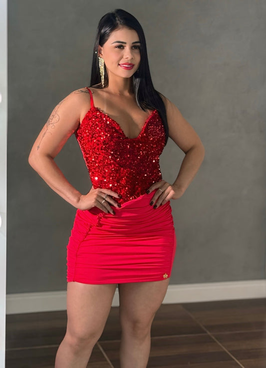 Vestido de Festa com Paetê e Brilho Luxo - PAULA MELLO - Preciosa by Catiuse Daniela