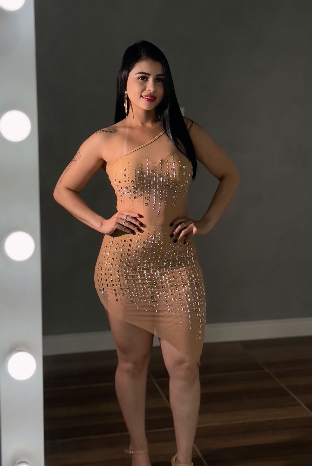 Vestido de Festa Luana com Strass - Nude - Preciosa by Catiuse Daniela