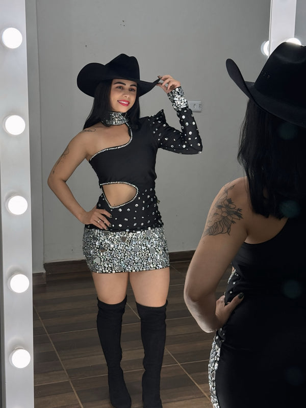 Vestido festa com brilho e pedrarias Helena - Preciosa by Catiuse Daniela