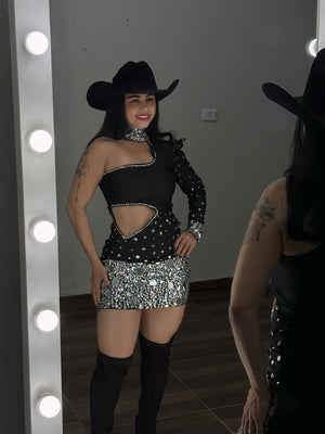 Vestido festa com brilho e pedrarias Helena - Preciosa by Catiuse Daniela