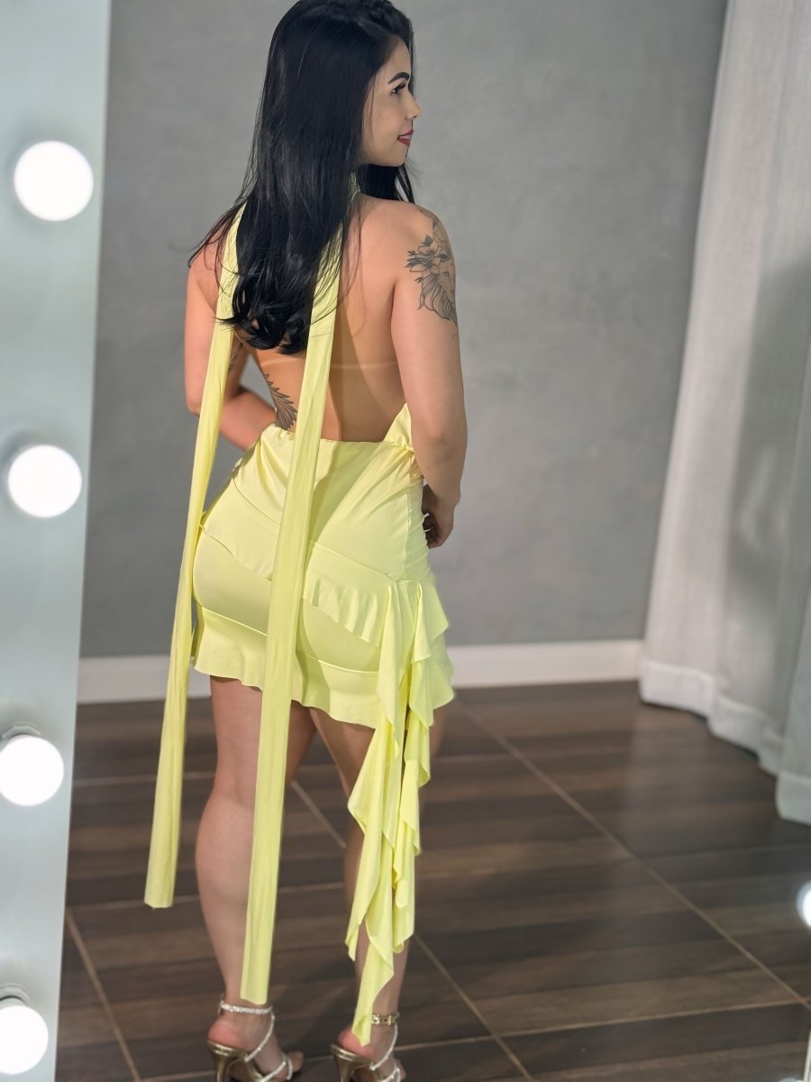 Vestido Frente Única Babado | Cauda Longa, Tecido Fluid e Costa Nua - Preciosa by Catiuse Daniela