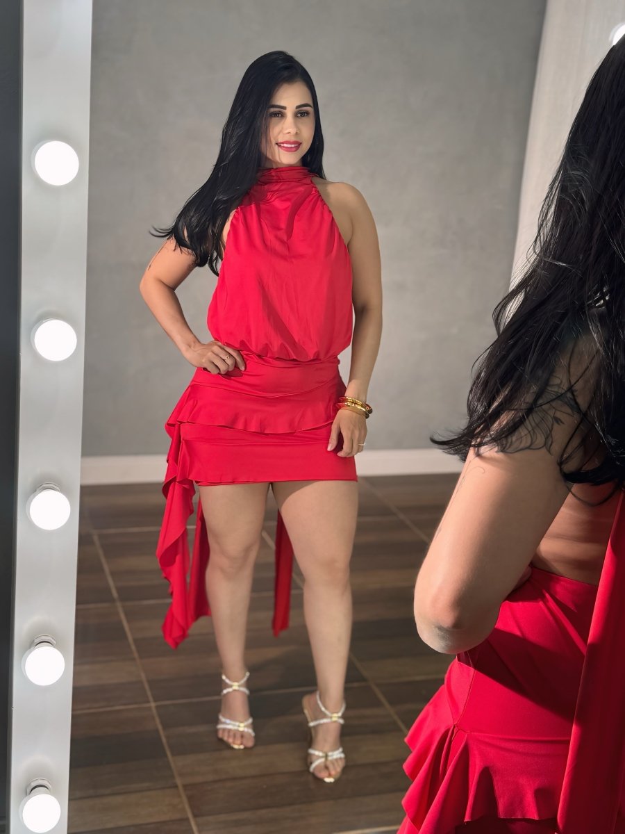 Vestido Frente Única Babado | Cauda Longa, Tecido Fluid e Costa Nua - Preciosa by Catiuse Daniela