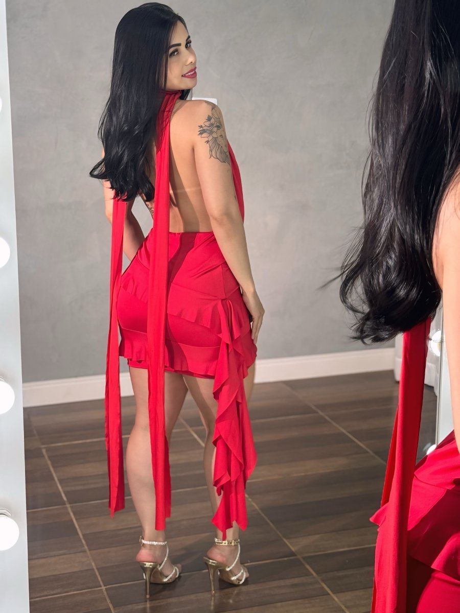 Vestido Frente Única Babado | Cauda Longa, Tecido Fluid e Costa Nua - Preciosa by Catiuse Daniela