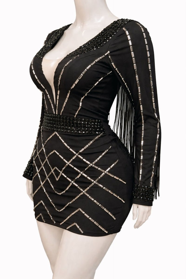Vestido Larissa Luxo | Poliamida com Pedrarias e Franjas Western - Preciosa by Catiuse Daniela