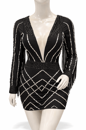 Vestido Larissa Luxo | Poliamida com Pedrarias e Franjas Western - Preciosa by Catiuse Daniela