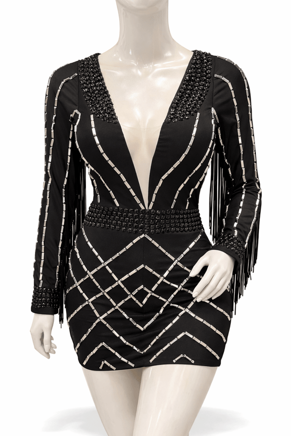 Vestido Larissa Luxo | Poliamida com Pedrarias e Franjas Western - Preciosa by Catiuse Daniela