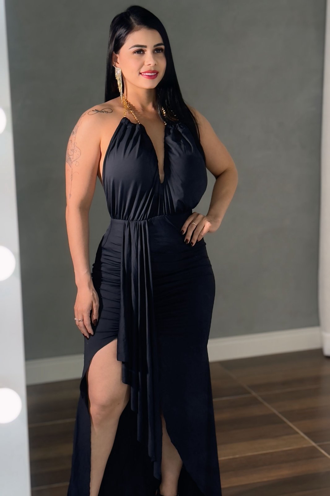Vestido Longo com fenda - Natal e Ano Novo - PAULA MELLO - Preciosa by Catiuse Daniela
