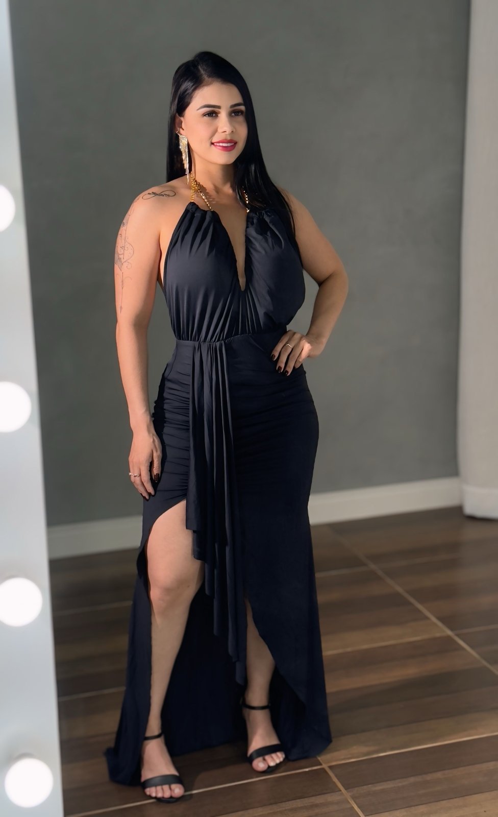Vestido Longo com fenda - Natal e Ano Novo - PAULA MELLO - Preciosa by Catiuse Daniela