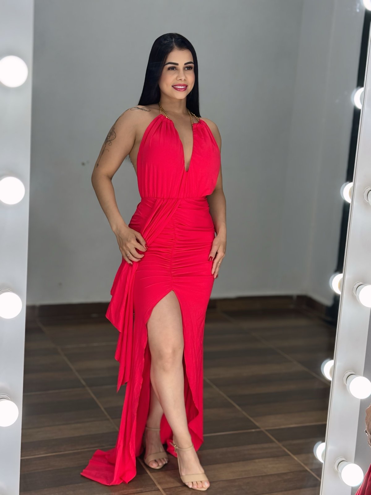Vestido Longo com fenda - Natal e Ano Novo - PAULA MELLO - Preciosa by Catiuse Daniela