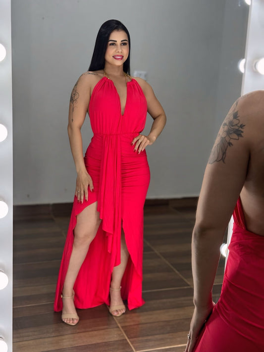 Vestido Longo com fenda - Natal e Ano Novo - PAULA MELLO - Preciosa by Catiuse Daniela