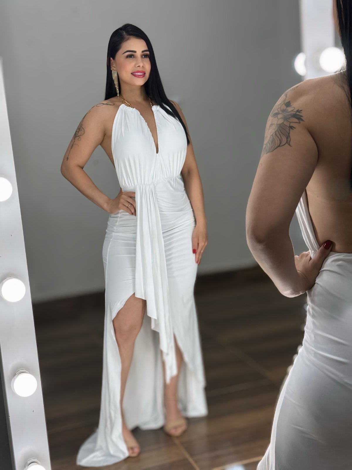 Vestido Longo com fenda - Natal e Ano Novo - PAULA MELLO - Preciosa by Catiuse Daniela