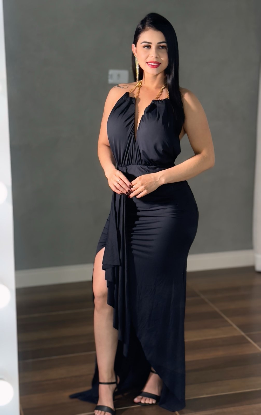 Vestido Longo com fenda - Natal e Ano Novo - PAULA MELLO - Preciosa by Catiuse Daniela