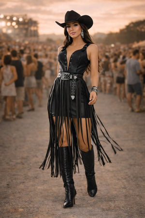 Vestido Texas Caroline Luxo | Design Western com Franjas longas - Preciosa by Catiuse Daniela